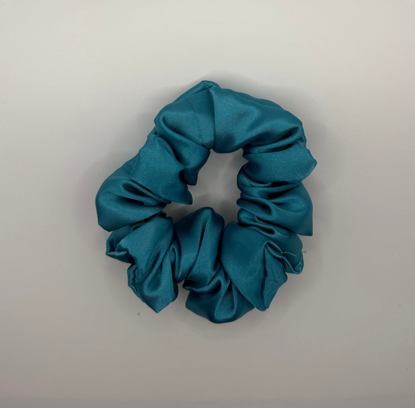 Turquoise Satin Scrunchie