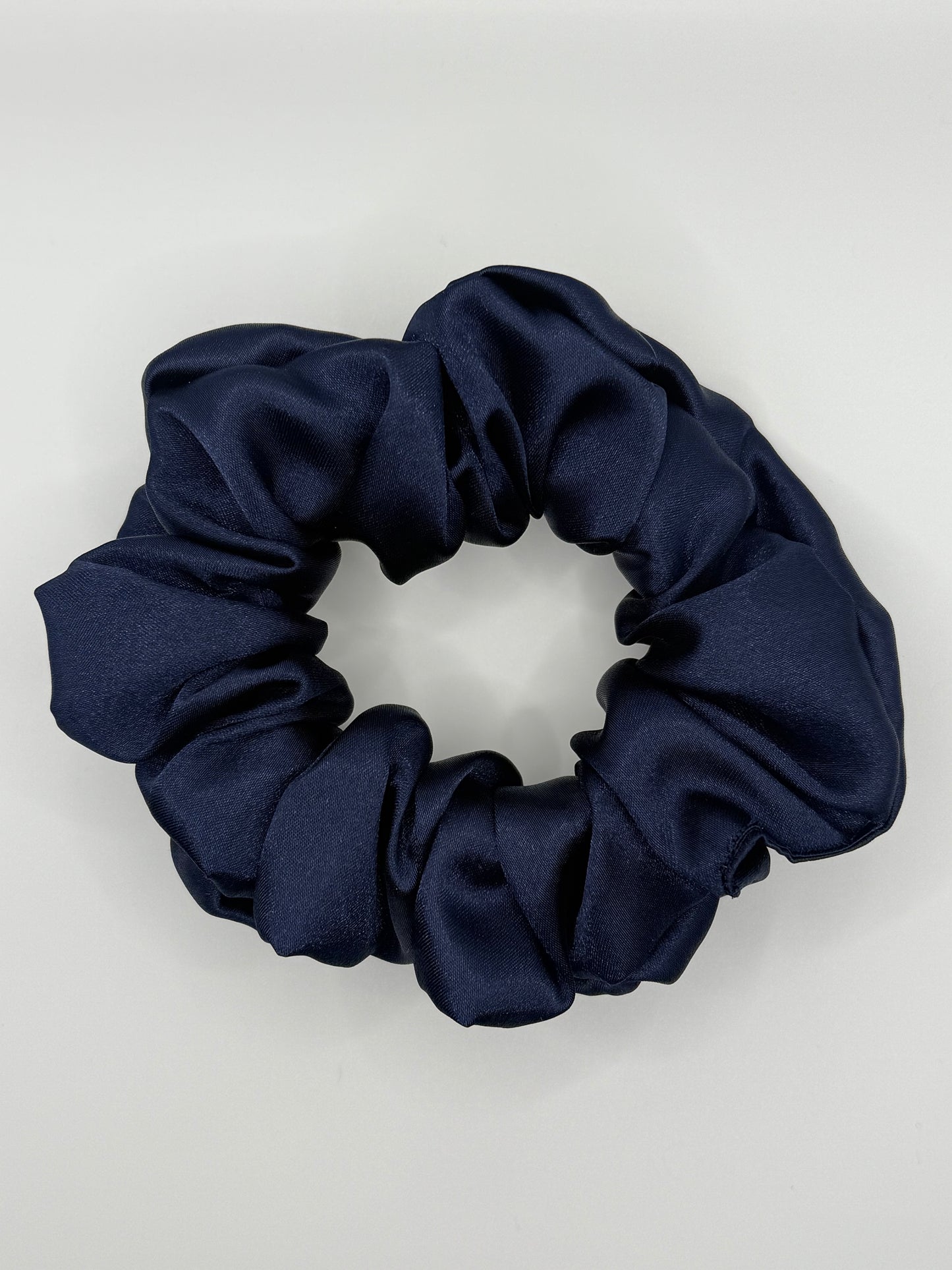 Navy Blue Satin Scrunchie