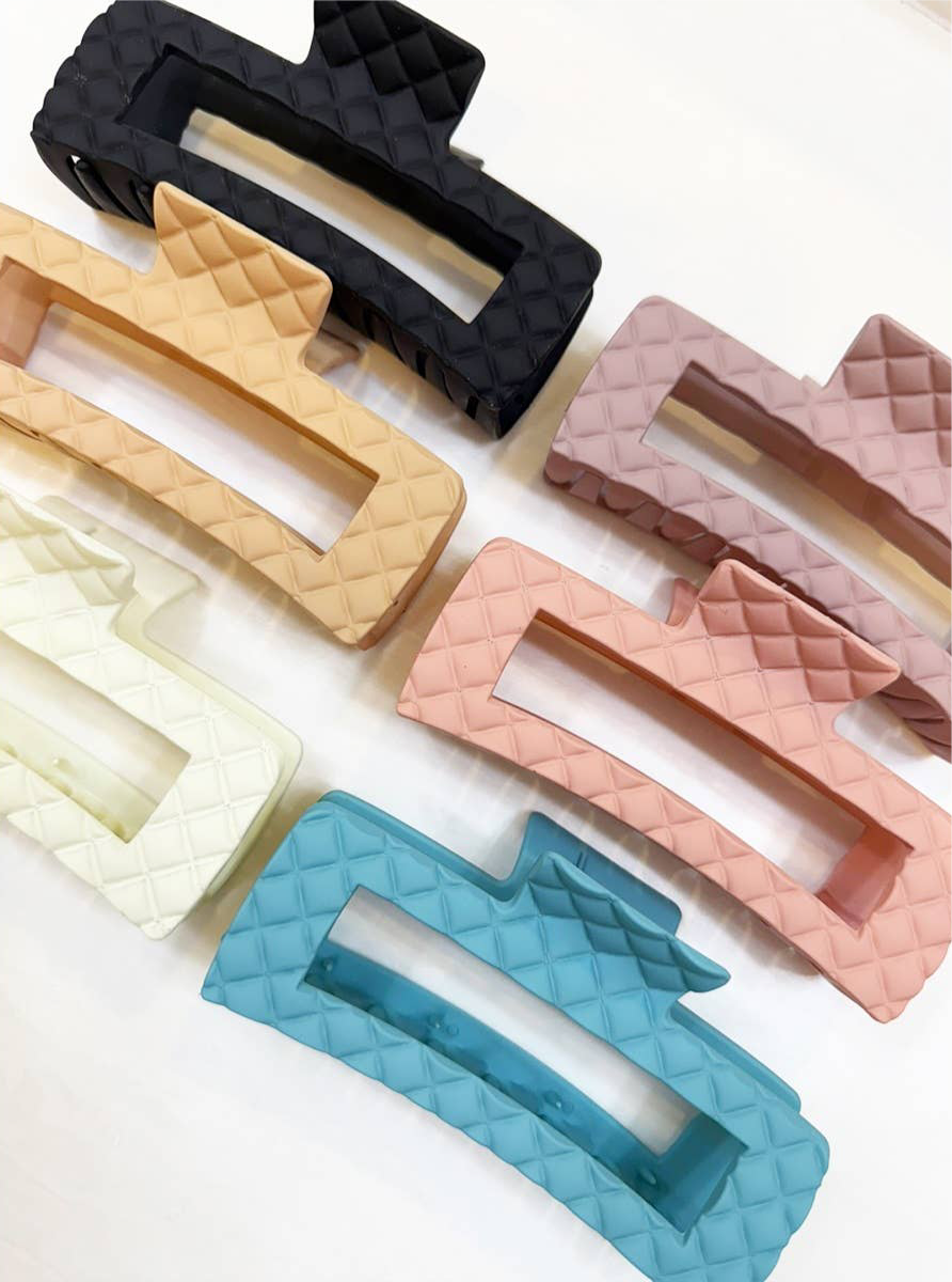 Embossed Matte Jumbo Cut Out Rectangle Hair Claw Clip