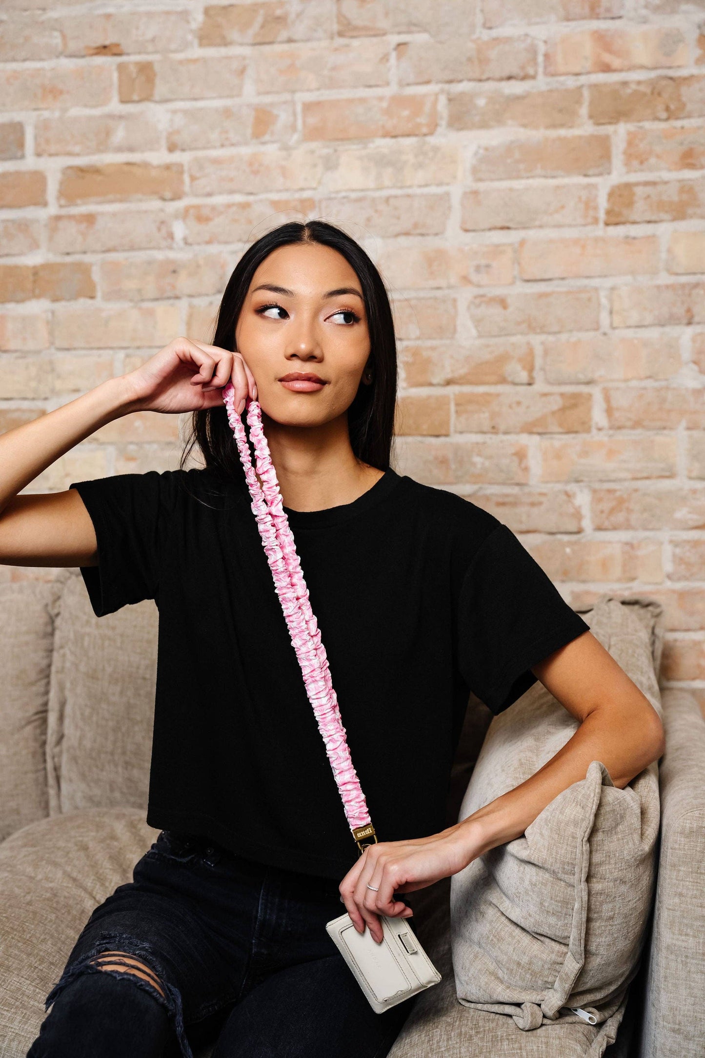 Pink Gingham Lanyard