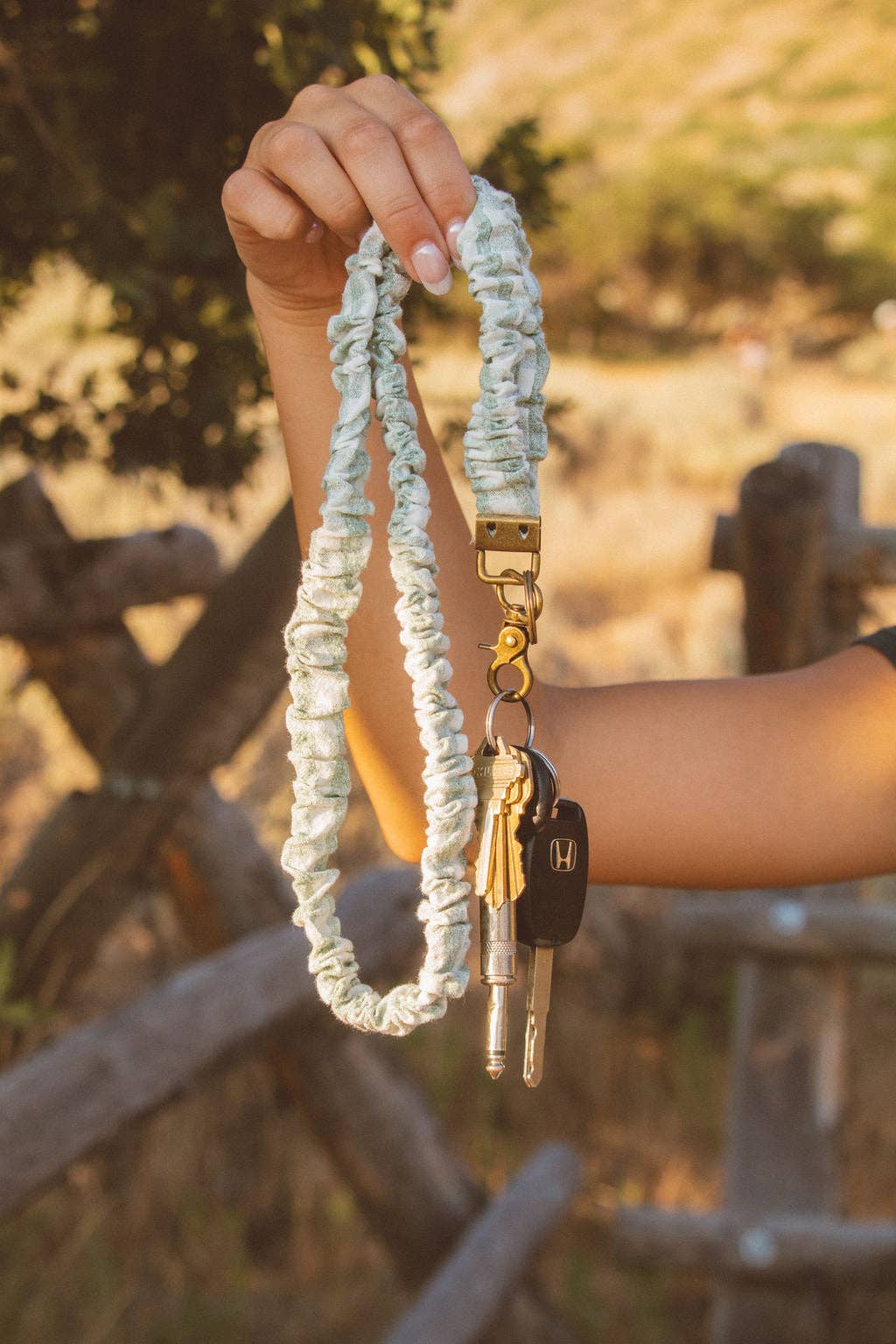 Sage Gingham Lanyard