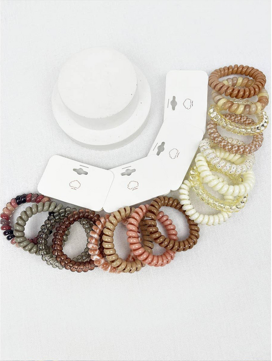 Cream and Multi Design Spiral Hair Ties