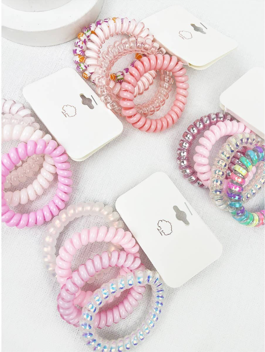 Pink Multi Design Spiral Hair Ties
