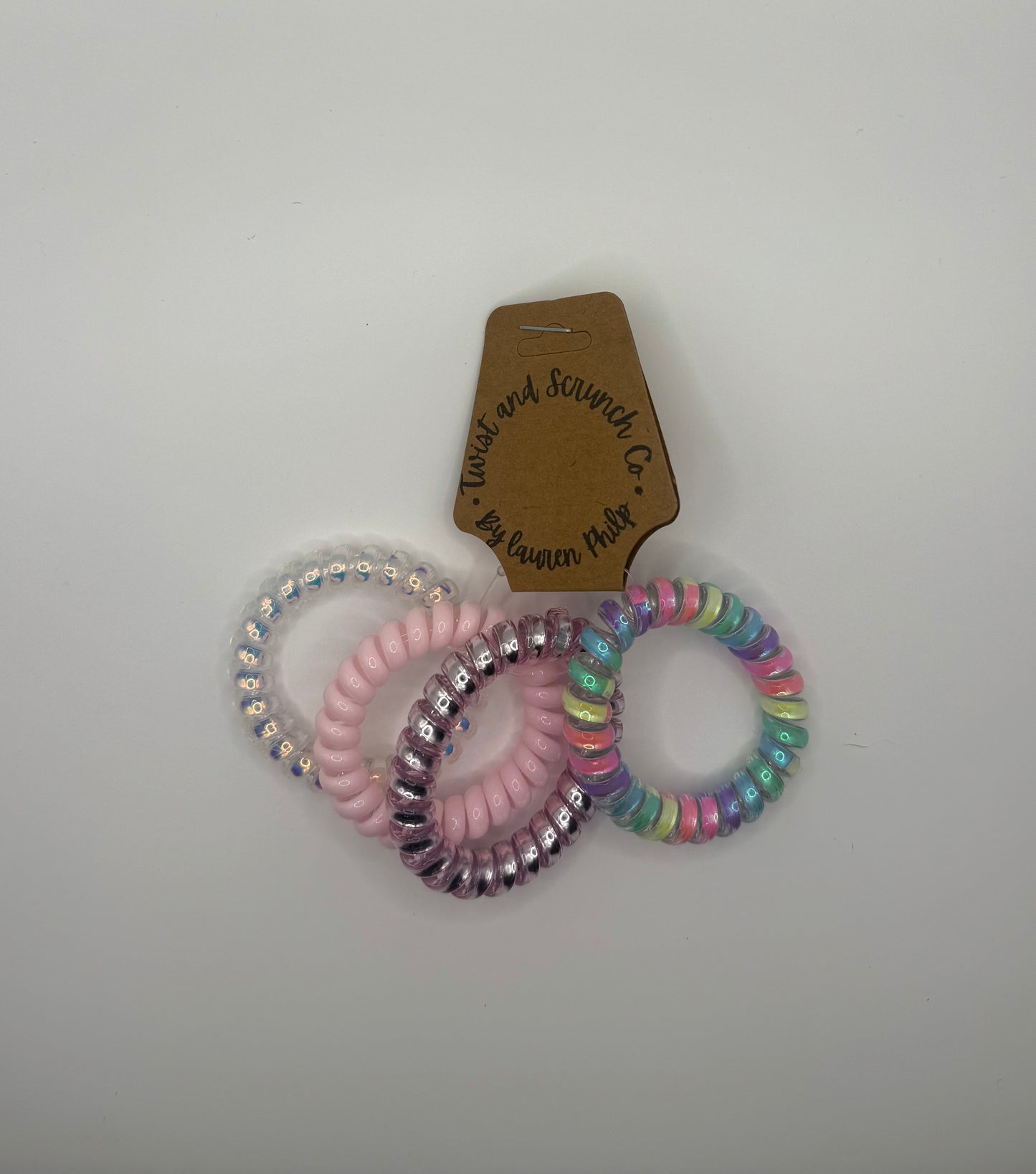 Pink Multi Design Spiral Hair Ties