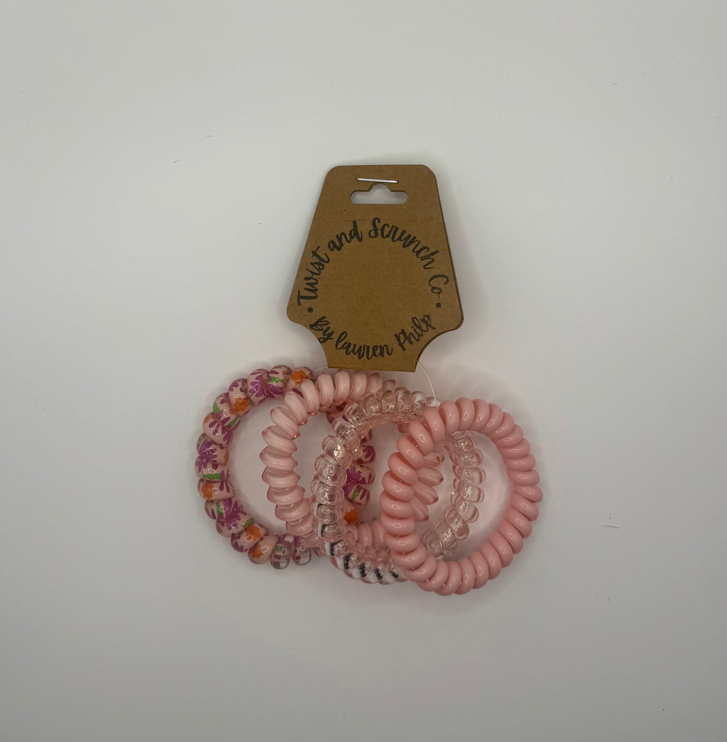 Pink Multi Design Spiral Hair Ties