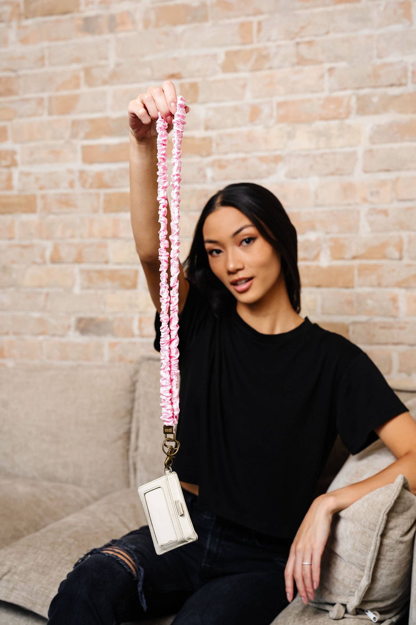 Pink Gingham Lanyard