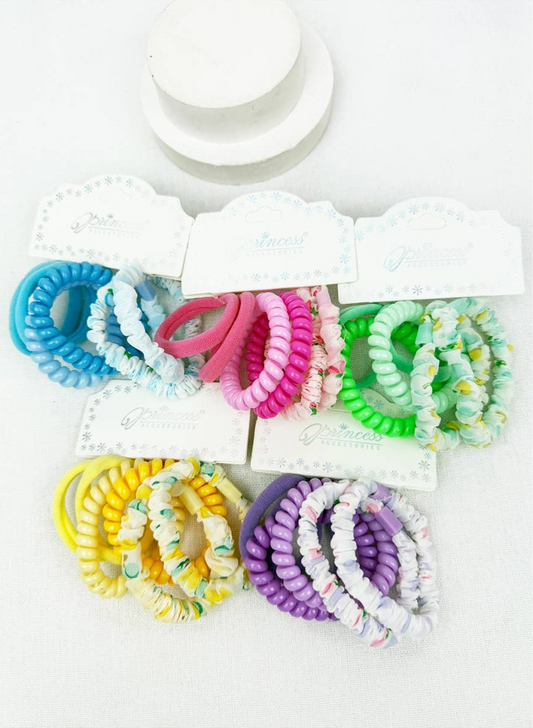 Mixed Color Spiral and Assorted Hair Ties