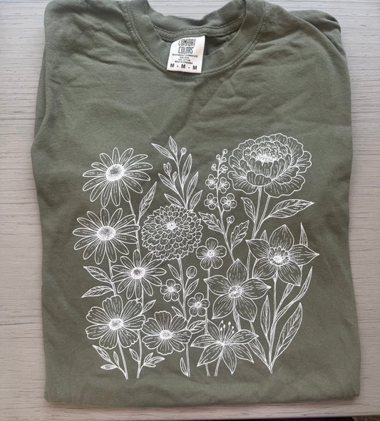 Floral Graphic Tee - Sage