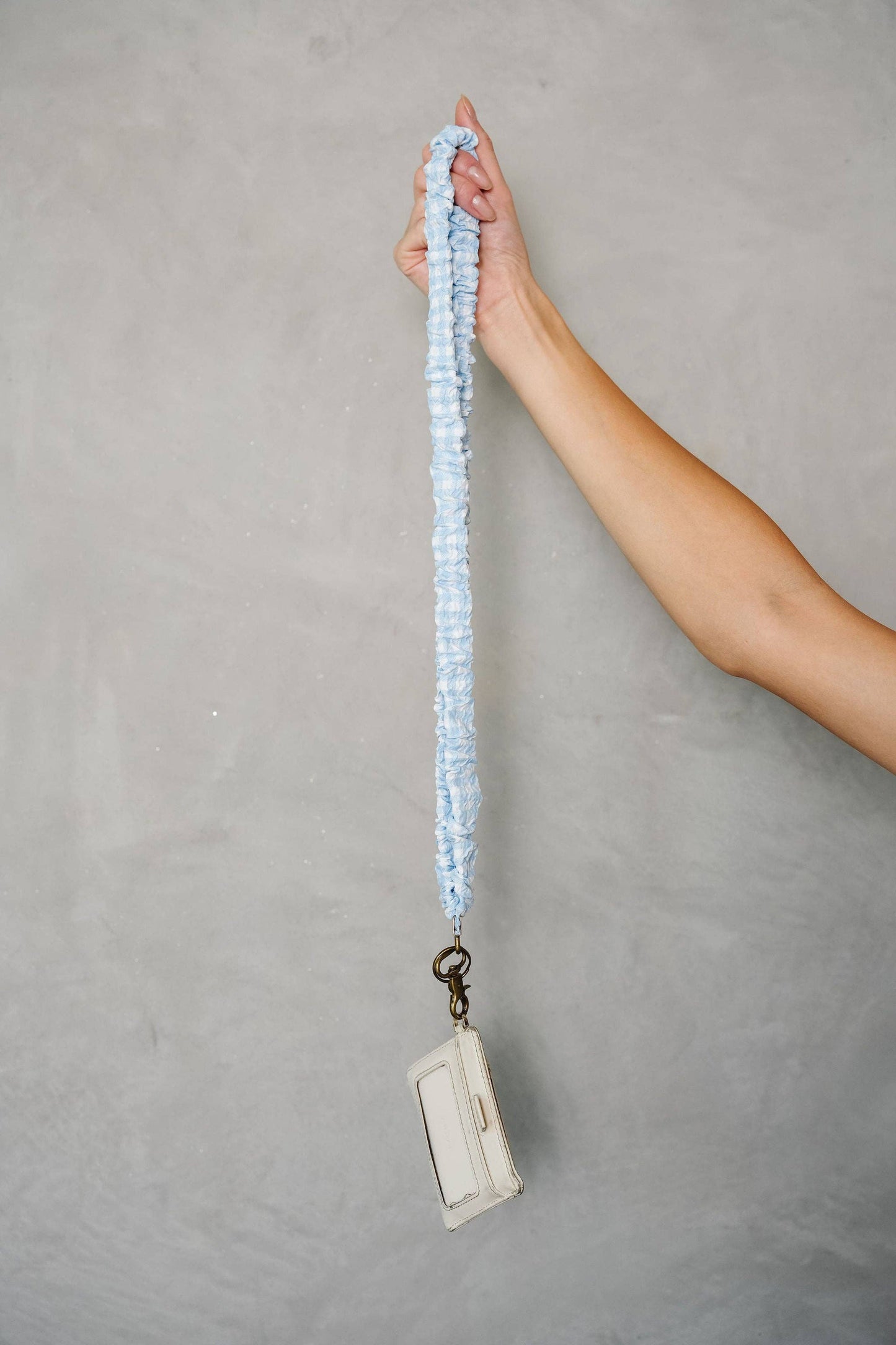 Sky Blue Gingham Lanyard