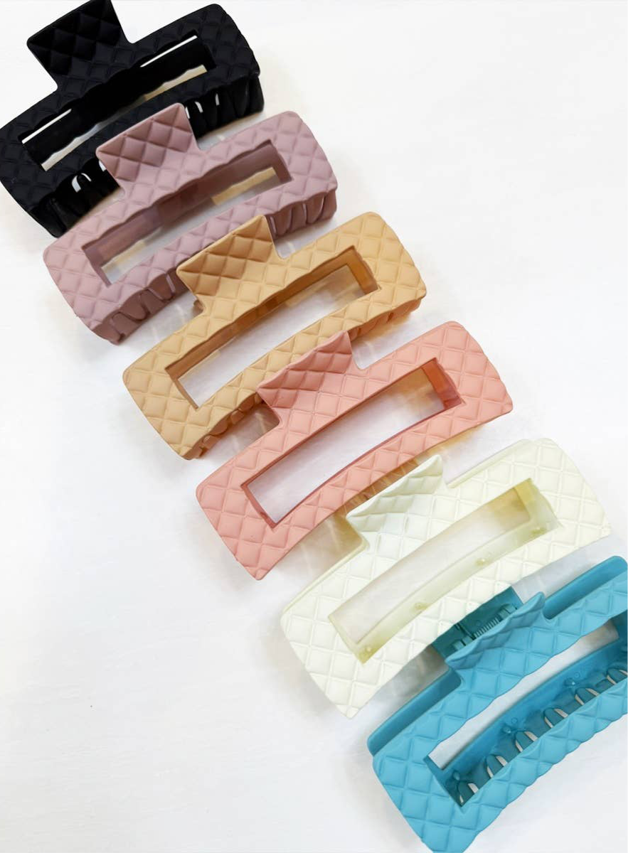 Embossed Matte Jumbo Cut Out Rectangle Hair Claw Clip