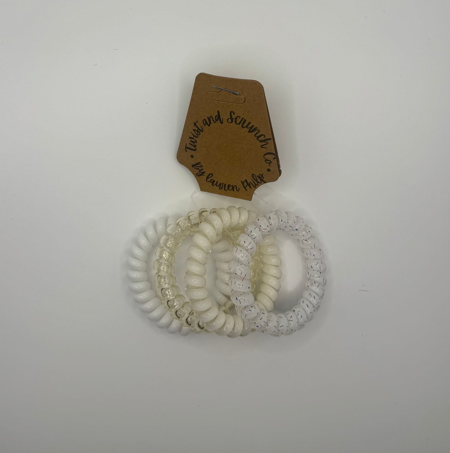 Cream and Multi Design Spiral Hair Ties