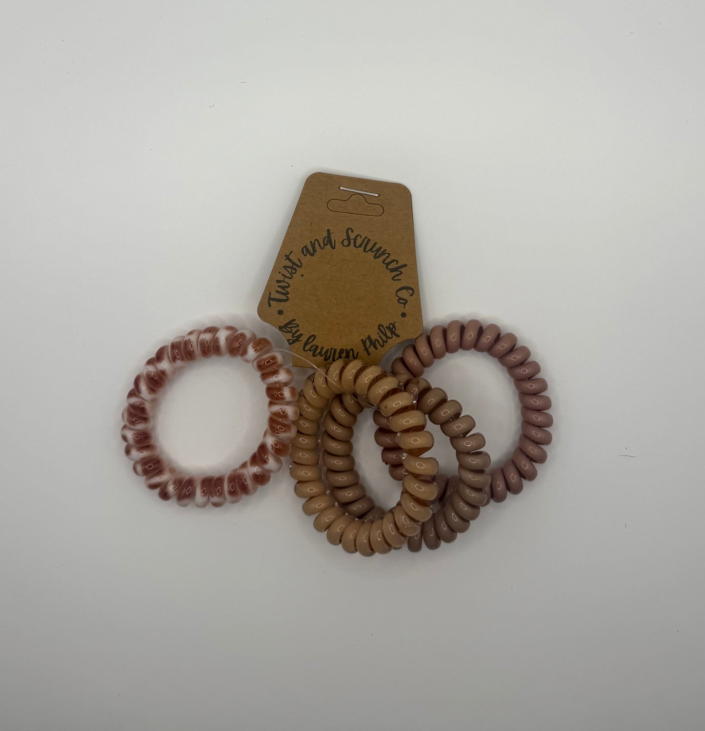 Cream and Multi Design Spiral Hair Ties
