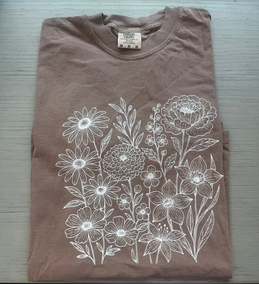Floral Graphic Tee - Coffee