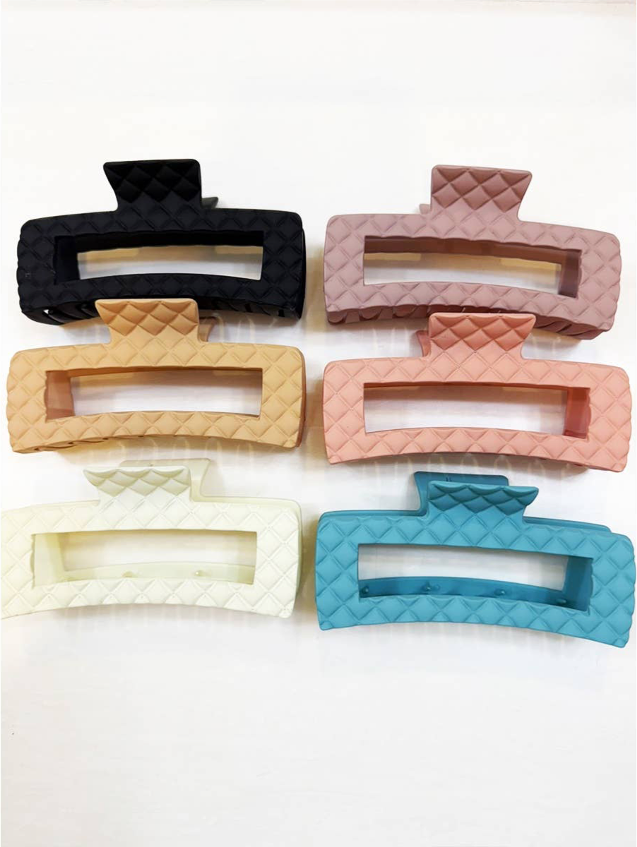 Embossed Matte Jumbo Cut Out Rectangle Hair Claw Clip