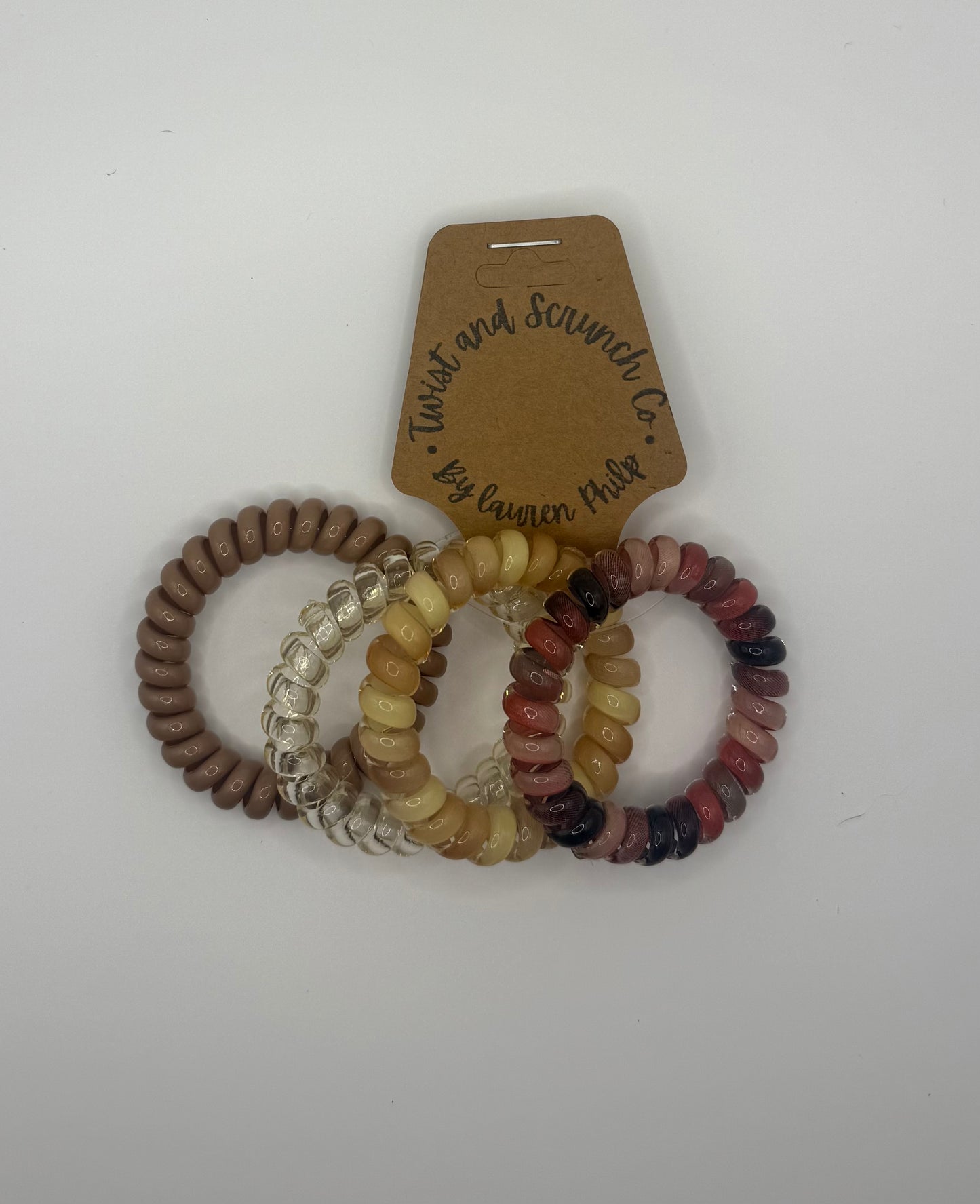 Cream and Multi Design Spiral Hair Ties