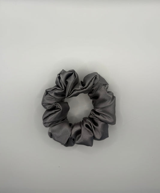 Silver Satin Scrunchie