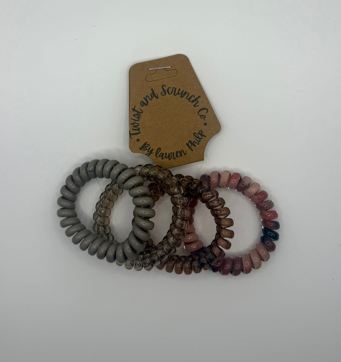Cream and Multi Design Spiral Hair Ties