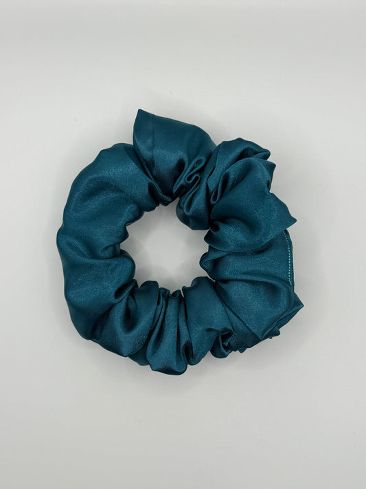 Teal Satin Scrunchie