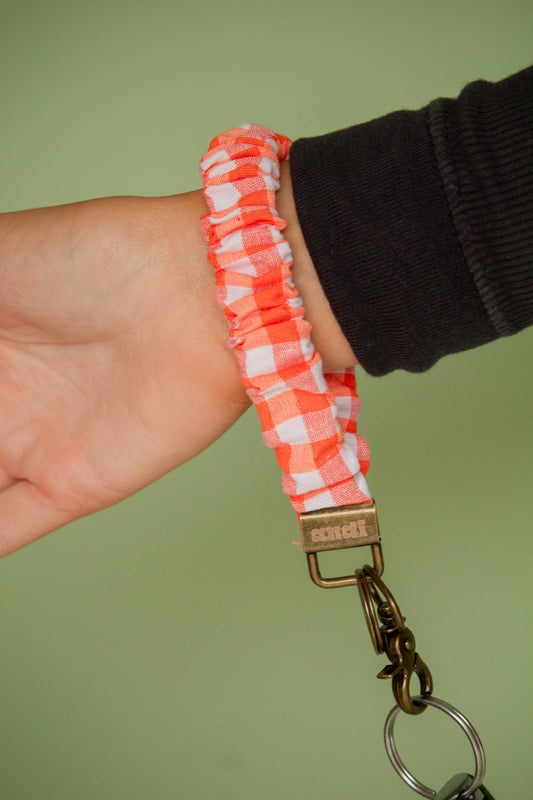 Orange Gingham Keychain